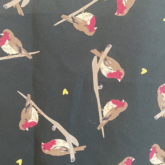 Banana Republic Black and Bird Print Ruffle Blouse, Size Medium - Picture 4 of 10